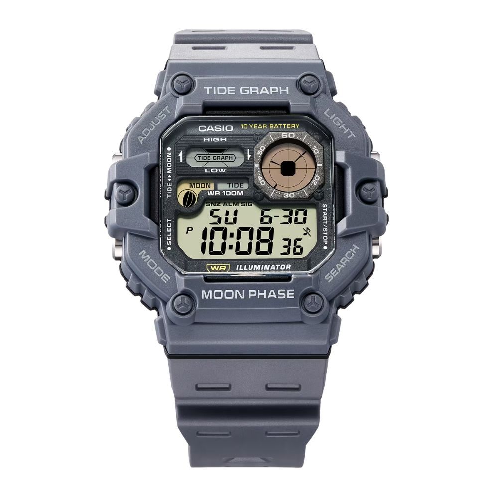 箱なし カシオ 腕時計 メンズ レディース デジタル グレー ブラック CASIO 海外モデル 10年電池 100m防水 タイドグラフ ムーンデータ 月齢 釣り アウトドア スポーツ プレゼント ギフト 成人 卒業 入学