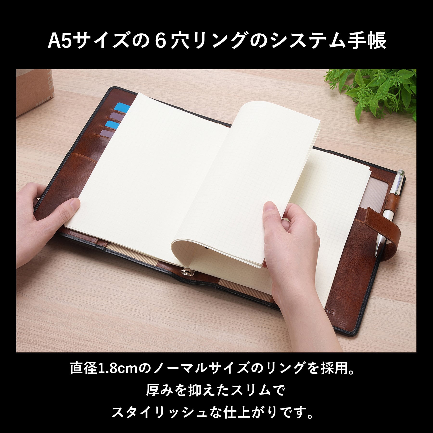 ［ゴルベ］システム手帳 A5 牛革 ベジタブルタンニングレザー 名入れ無料 送料無料