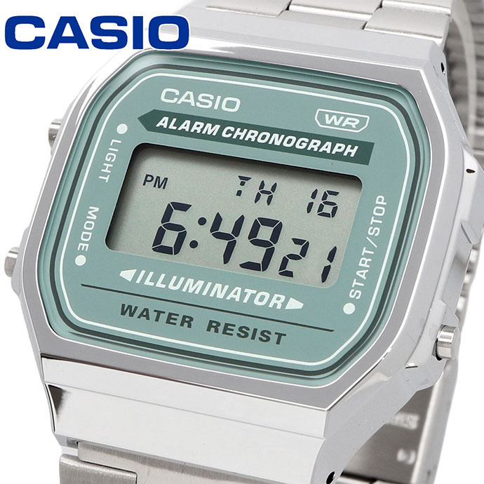 CASIO 腕時計 カシオ 時計 ウォッチ チープカシオ チプカシ ヴィンテージシリーズ デジタル メンズ レディース キッズ シルバー×ブルーグリーン A168WA-3AY [並行輸入品]