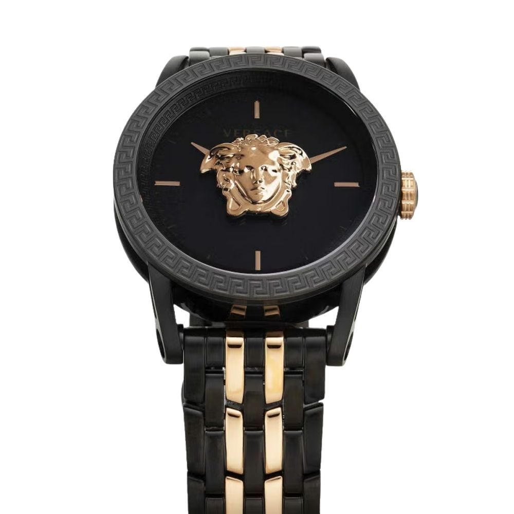 ヴェルサーチェ 腕時計 メンズ ブラック ピンクゴールド ローズゴールド 43mm VERSACE PALAZZO EMPIRE パラッツォ エンパイア 立体メデューサ スイス製 高級 ブランド おしゃれ プレゼント ギフト 成人 卒業 入学