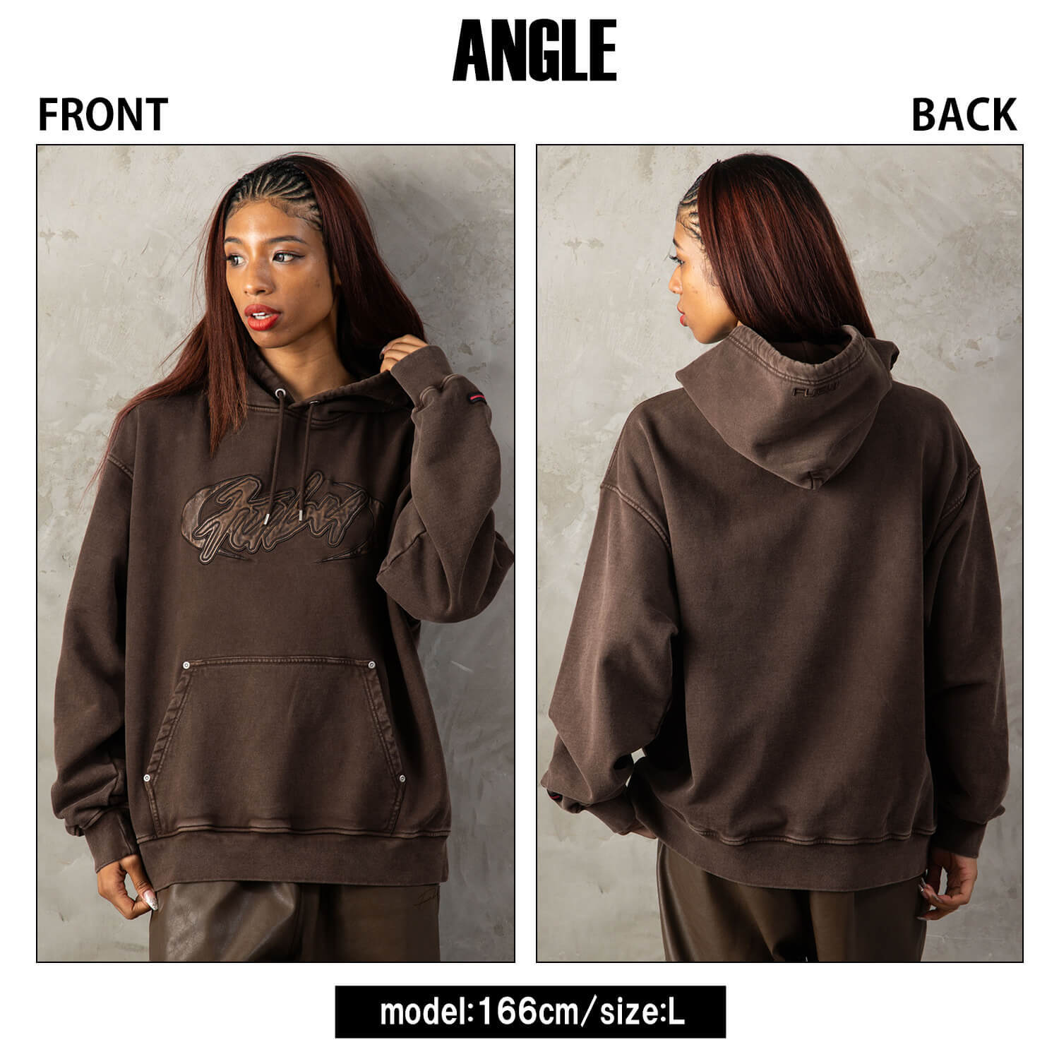 FUBU フブ パーカー メンズ レディース fam-62704 フェイクレザー パッチ フーディー プルオーバー スウェット ウォッシュ加工 ビッグシルエット ストリート ヒップホップ ダンス カジュアル トップス M L XL XXL 2026FW Karlas