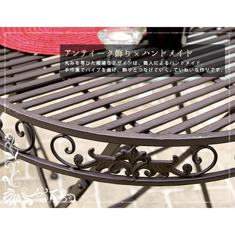 ホワイトアイアンテーブル＆チェア 3点セット ガーデンテーブルセット 雨ざらし リゾート 庭 テラス バルコニー 送料無料 おしゃれ ガーデンチェアー＆テーブルセット ナチュラル シンプル 北欧 レトロ 西海岸 ミッドセンチュリー