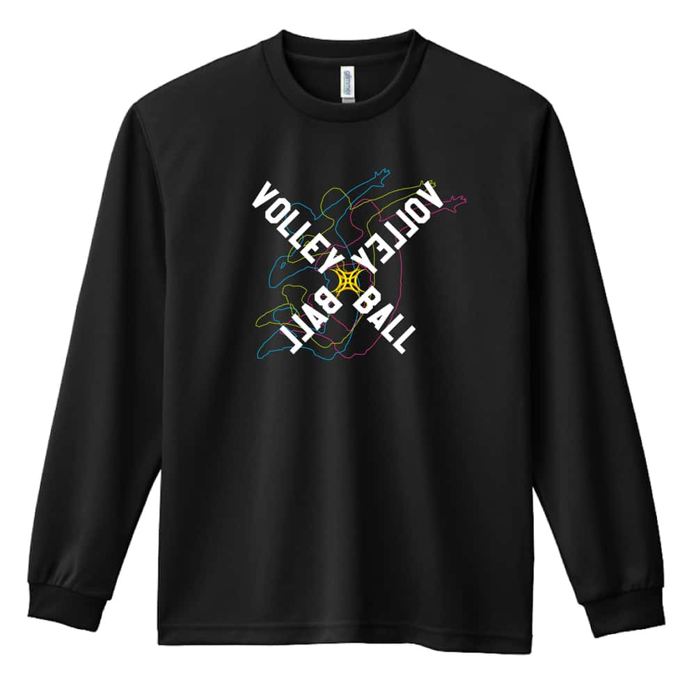 バレーボール ロンT 長袖 Tシャツ メンズ 練習着 レディース ジュニア ウェア ドライ おもしろ tシャツ 名入れ おしゃれ キッズ 文字入れ無料 「ネオンスタイルのクロスVOLLEYBALL」 アートワークスコウベ 【送料無料】