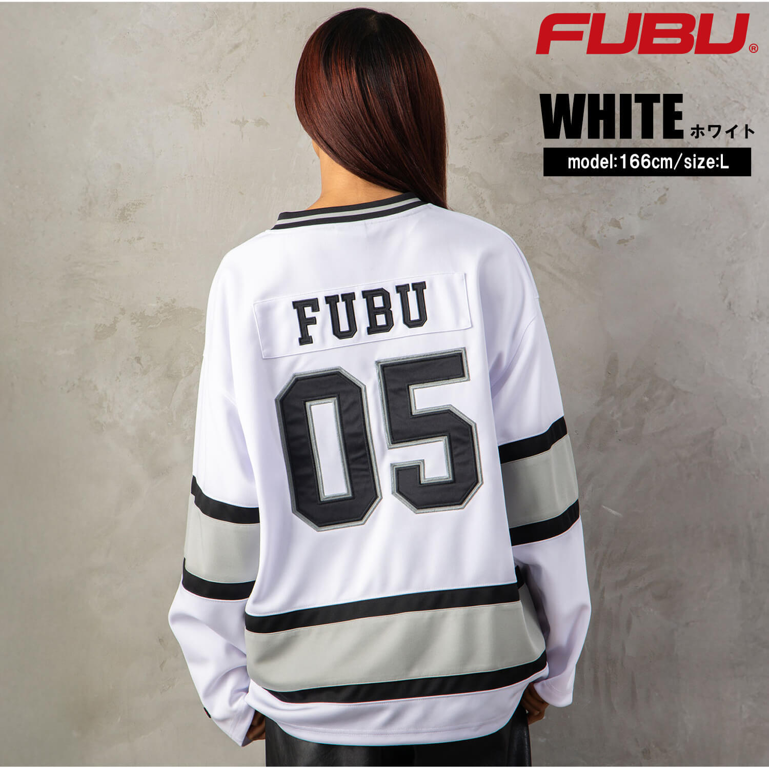 FUBU フブ ホッケーシャツ メンズ レディース fam-62712 ホッケージャージ ゲームシャツ 長袖 Vネック ナンバリング ロゴ プリント オーバーサイズ ストリート ヒップホップ ダンス カジュアル M L XL XXL 2026FW Karlas