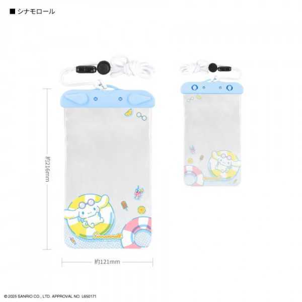 サンリオ 防水ポーチ シナモロール スマホケース 防水ケース ネックストラップ付き IPX6 キャラクター グッズ 雑貨 iPhone Android 対応 海 プール レジャー アウトドア フェス サンリオ正規ライセンス品