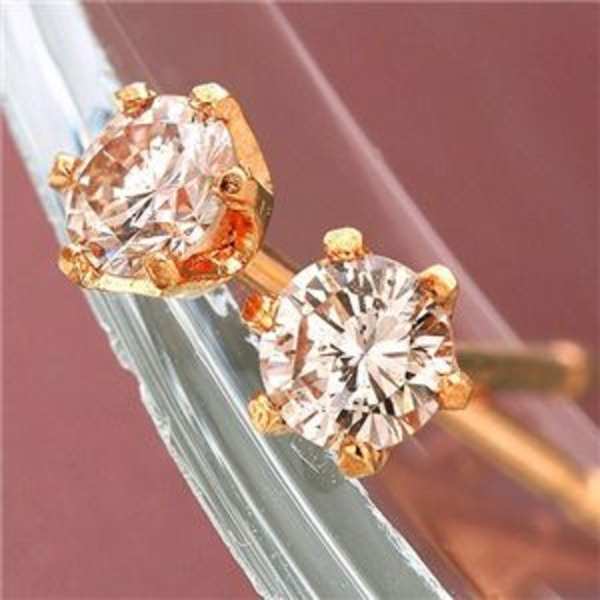 ピアス レディース 18金 K18PG ピンクダイヤモンド 0.1ct ピンクゴールド 両耳用 ダイヤピアス 天然石 希少石 華奢 シンプル アクセサリー ジュエリー 上品 贈り物 プレゼント ギフト