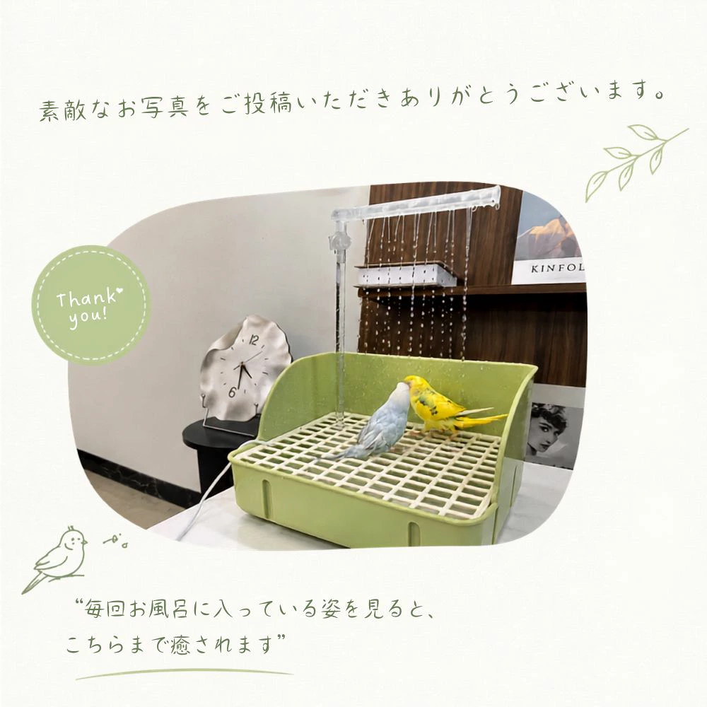 鳥用シャワー ノズルパーツ ダブルシャワー設計 自動循環シャワー バードバス用 小鳥 水浴び用品