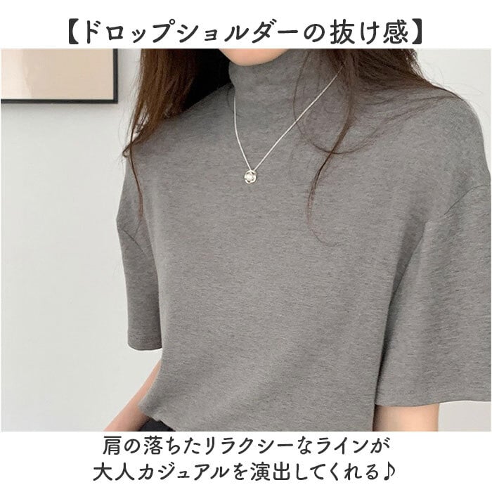 tシャツ 通販 カットソー レディースTシャツ トップス 半袖 ハイネック オフィスカジュアル モックネック 通勤 通学 女性 レディース ゆったり ゆるT 無地 ストレッチ 大きいサイズ カジュアル シンプル プルオーバー インナー