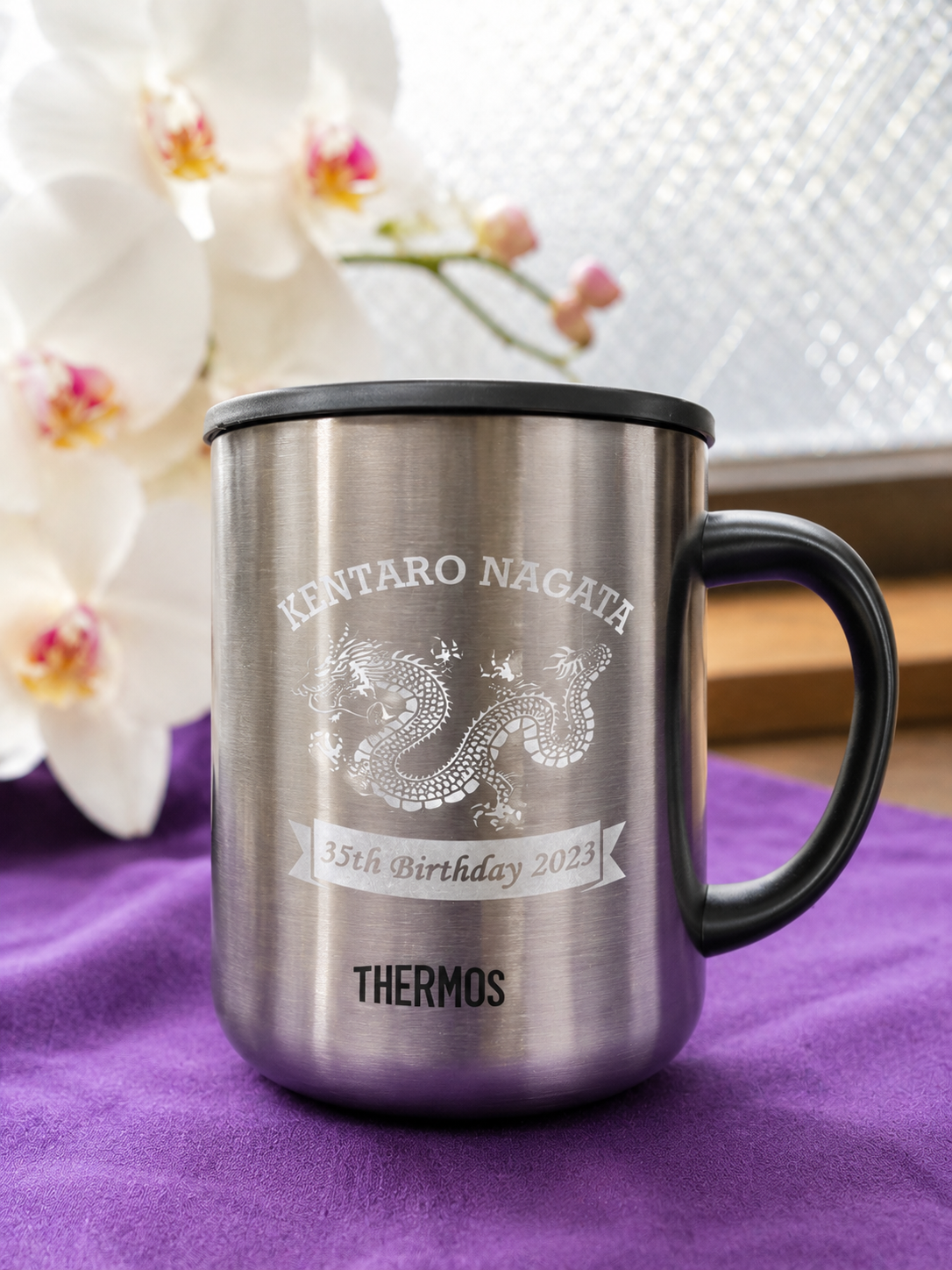 退職 異動 名入れ ギフト SXX THERMOS サーモス フタ付きステンレスマグカップ 450ml JDG-450 / プレゼント ギフト 退職 記念 誕生日 早寿 長寿 祝い 数量限定