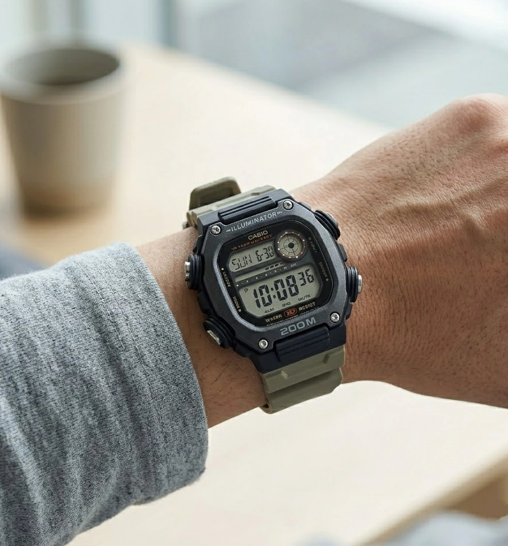 箱なし カシオ 腕時計 メンズ デジタル カーキ ベージュ ブラック 10年電池 200m防水 20気圧防水 ワールドタイム ストップウォッチ タイマー 5アラーム LEDライト スポーツ アウトドア 海外モデル 逆輸入 プレゼント ギフト 成人 卒業 入学