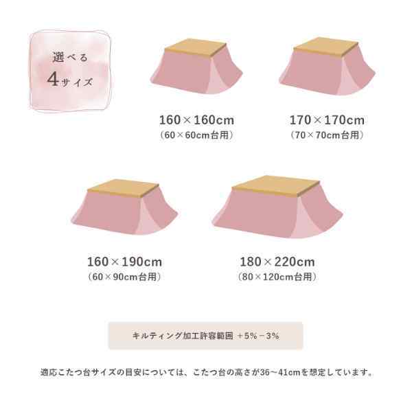 省スペース こたつ布団 正方形 無地調 約160×160cm