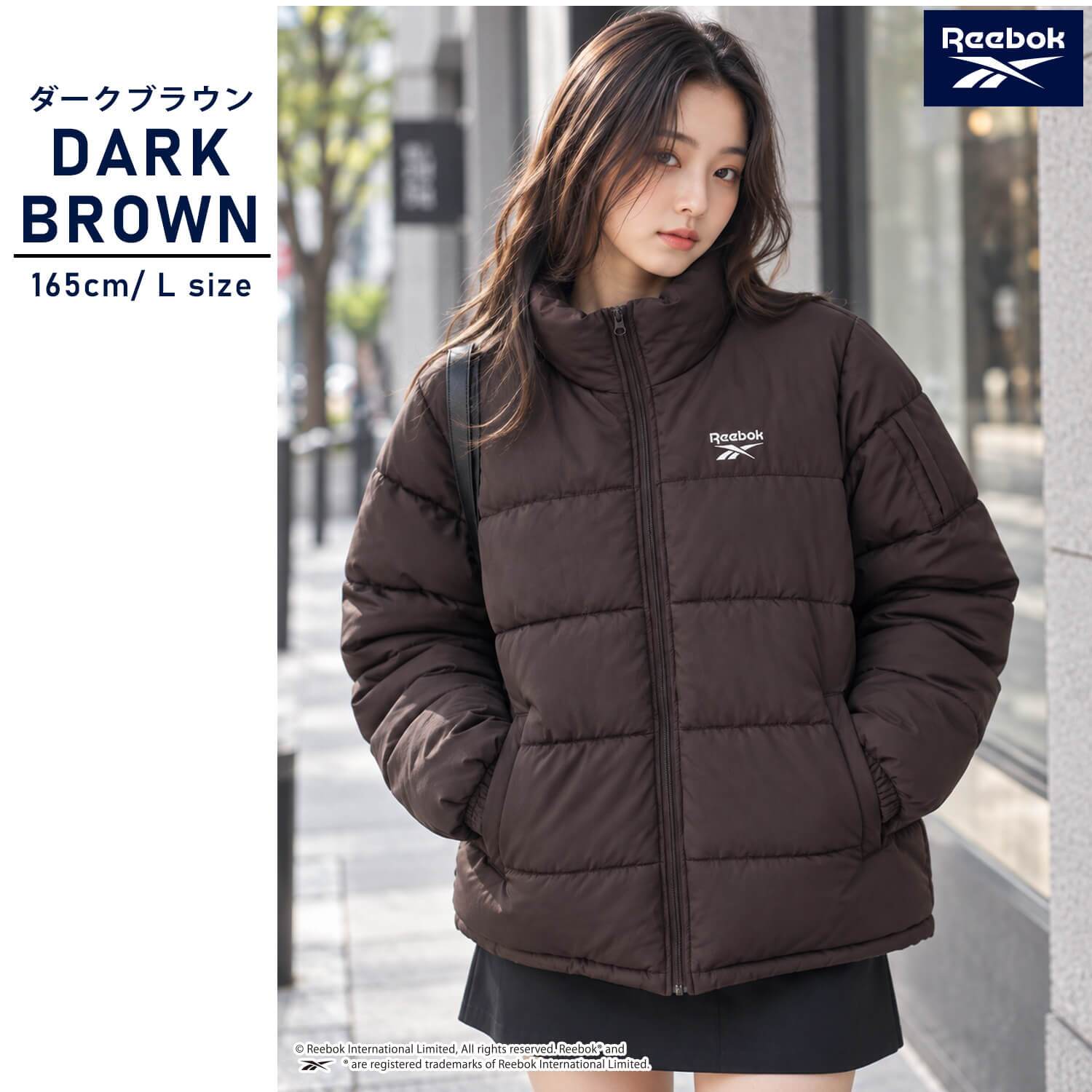 Reebok リーボック 中綿ジャケット レディース 長袖 アウター スタンドカラー フルジップ  軽量 防寒 あたたかい ロゴ スポーツ ブランド 大きいサイズ ゆったり ユニセックス 大人 カジュアル アウター 春 秋 冬 M L LL 黒 別注 2026fw karlas