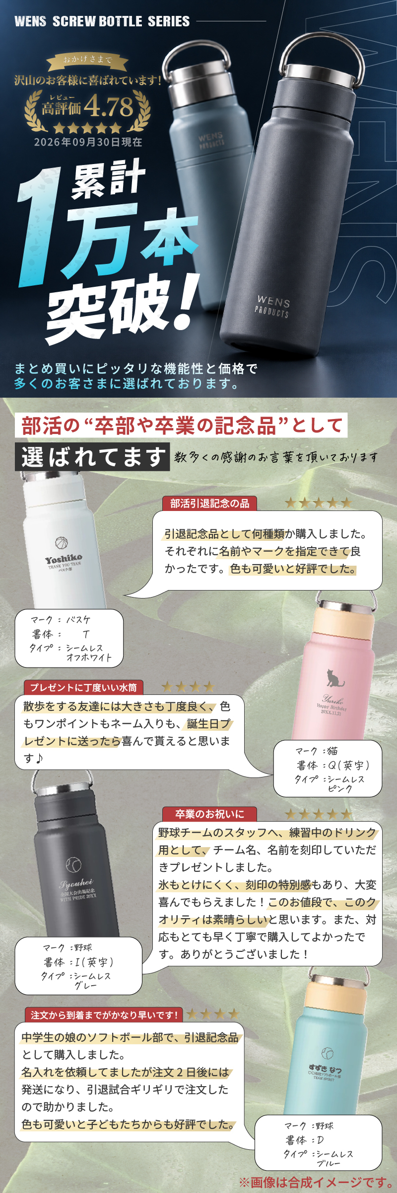 ★【名入れ無料】 プレゼント WENS PRODUCTS ウェンズプロダクツ 真空断熱ハンドル付スクリューボトル 530ml 全18色 【マーク レイアウト】 シームレスタイプ 保冷保温 魔法瓶構造 二重構造 名入れ水筒 オリジナル マイボトル 名入れギフト 名入れ水筒 名入れプレゼント 新生活 出産祝い 誕生日 還暦 古希 退職祝 記念品 山
