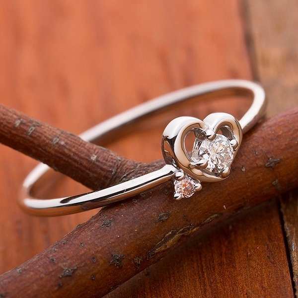 ダイヤモンド リング プラチナ Pt950 合計0.06ct ピンクダイヤ ハートモチーフ 指輪 8.5号 ダイヤリング 鑑別カード付き アクセサリー レディース ジュエリー