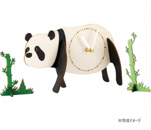 クロックパズル パンダ 木製 置時計 手作り 工作キット 動物 知育玩具 インテリア 雑貨 おしゃれ プレゼント ギフト 大人 子供 組み立て式 クロック W24-0031 セトクラフト