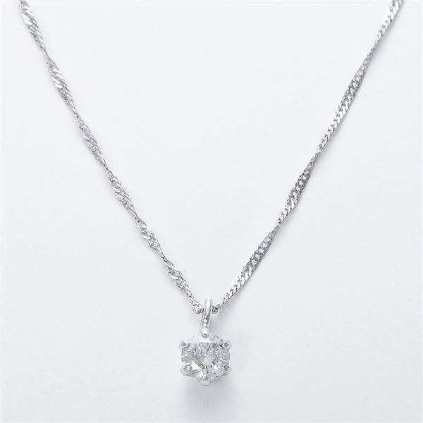 ダイヤモンド ネックレス 一粒 K18 ホワイトゴールド 0.1ct スクリューチェーン ペンダント 18金 ダイヤ 華奢 シンプル レディース アクセサリー 誕生石 ギフト
