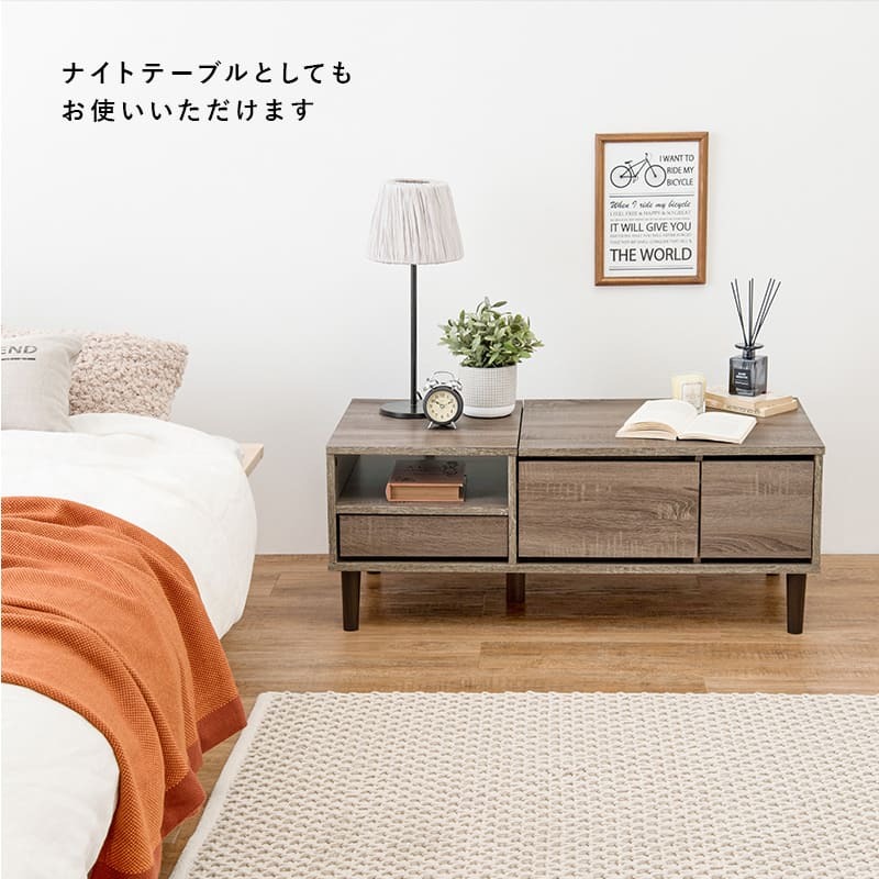 センターテーブル コスメテーブル ドレッサー ミラー付き 収納 ロータイプ 幅95cm ローテーブル 2WAY おしゃれ 姫系 かわいい コンパクト ミニドレッサー 一面鏡 鏡台 化粧台 フェミニン 女の子 机 ブラウン ホワイト 白 リビングテーブル