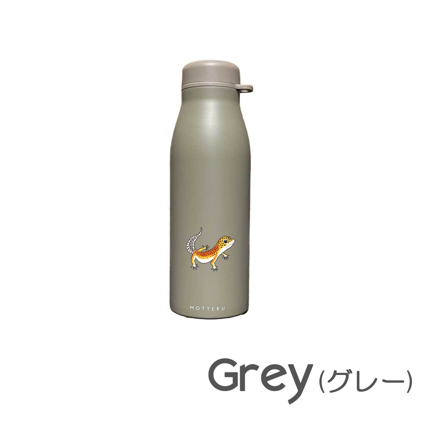 ヒョウモントカゲモドキ ショルダー ステンレスボトル 500ml 保温 保冷 ステンレス 真空 断熱 二重構造 水筒 マイボトル カラビナ ベルト ストラップ オリジナル レオパ レオパードゲッコー トカゲ ヤモリ ペット