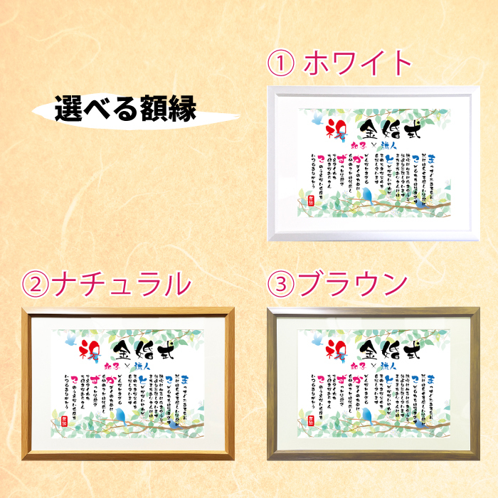 金婚式 ポエム 名前アート 筆文字 ギフト【名前ことば 2名様】M 銀婚式 ダイヤモンド婚 ルビー婚 真珠婚 還暦 古希 喜寿 傘寿 米寿 卒寿 祝い プレゼント 詩 感謝状 名入れ メッセージ 贈り物 お祝い 記念品 男性 女性 父 母 敬老の日 誕生日