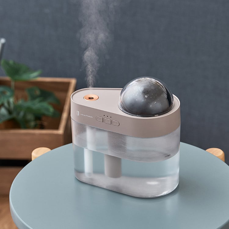 充電式プラネタリウム加湿器 超音波式加湿器 プラネタリウム 家庭用 小型 3色のLEDライトが選べる 連続運転と程よく潤う間欠運転の2つの噴霧モードを搭載  LCAHF020