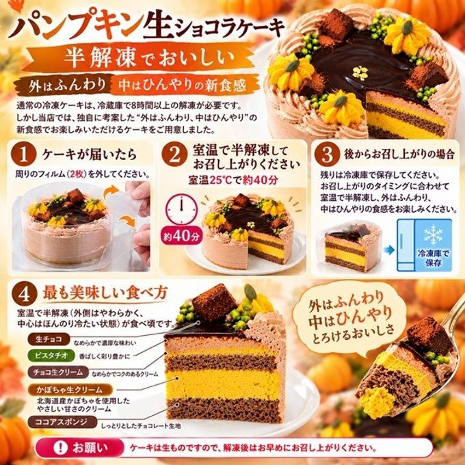 NEW おばけのパンプキン生ショコラ 5号｜室温で半解凍、外はふんわり、中はひんやりとした新食感ハロウィン限定 かぼちゃ×濃厚チョコレートケーキ ハロウィン2026