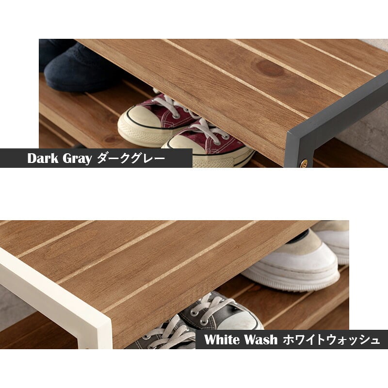 収納家具 ラック シューズ MSS-6710 棚5段/ロータイプ 幅45×奥行28×高さ92cm オープン 可動棚 高さ調整 最大12足収納 フック2個付 天然木 サンダル ブーツ 靴 選べる11パターン パイン材 シンプル ダークグレー