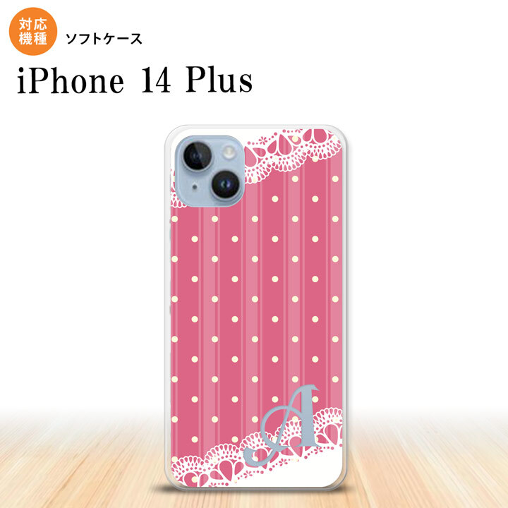 iPhone14 plsu iPhone14 plsu スマホケース 背面ケースソフトケース ドット レース C ピンク +アルファベット 2022年 10月発売 nk-i14pl-tp1611i