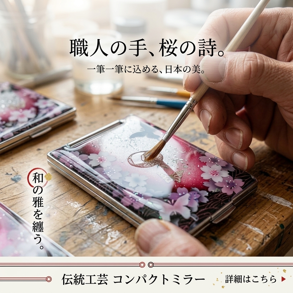 コンパクトミラー『地』名入れ 送料無料 和柄 和風 和モダン 和雑貨 和小物 手鏡 折りたたみ 桜 伝統工芸 職人 手作り ハンドメイド 記念日 プレゼント ギフト