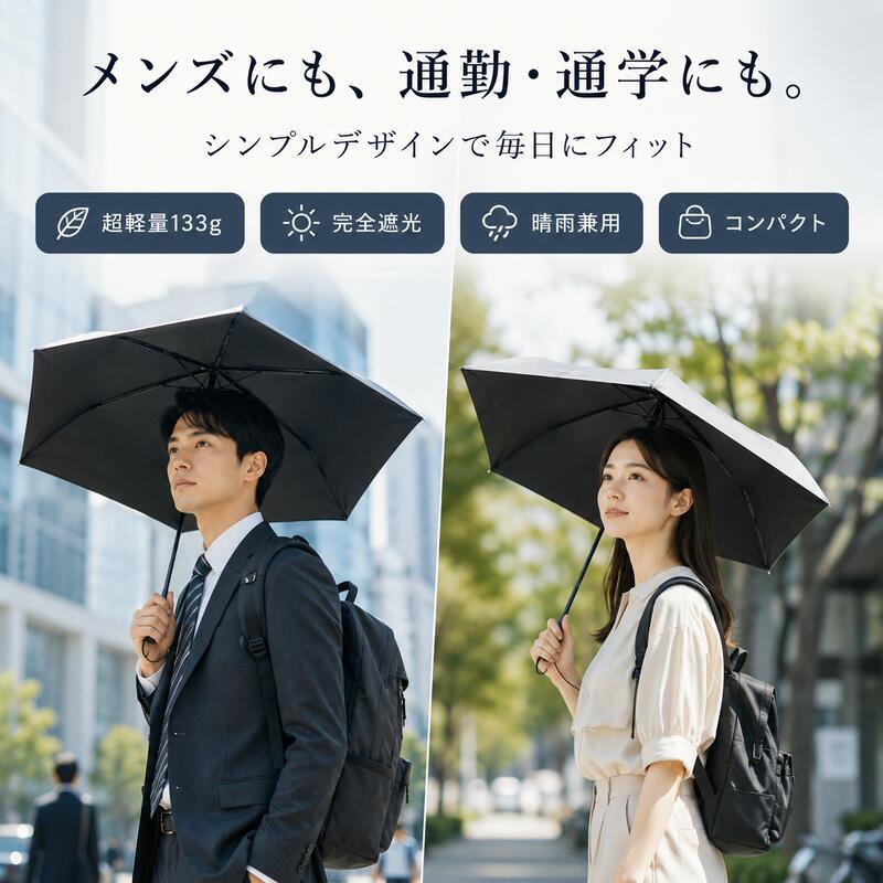 日傘 折りたたみ傘 軽量 55cm 完全遮光100％ UVカット100％ UPF50+ 晴雨兼用 レディース メンズ 遮熱 超軽量133g カーボン骨 タフ二重骨 耐風 コンパクト 折り畳み傘 紫外線対策 男女兼用 estaa 通勤 通学 プレゼント 傘