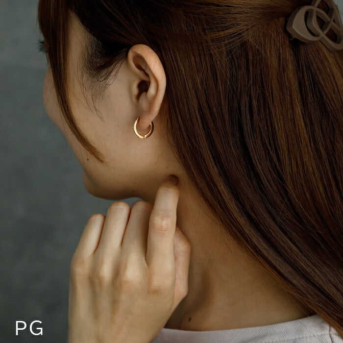 フープピアス レディース 中折れ ハーフエタニティ キュービックジルコニア 8石 2mm×15mm 金属アレルギー 医療用 サージカル ステンレス 大人 上品 エレガント マスク ひっかからない プレゼント