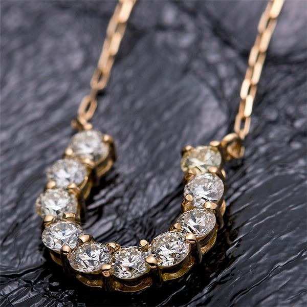 ダイヤモンド ネックレス 0.5ct K18 イエローゴールド 馬蹄 ペンダント 鑑別カード付 レディース ジュエリー アクセサリー 18金 ダイヤ 天然石 ギフト プレゼント 記念日 誕生日