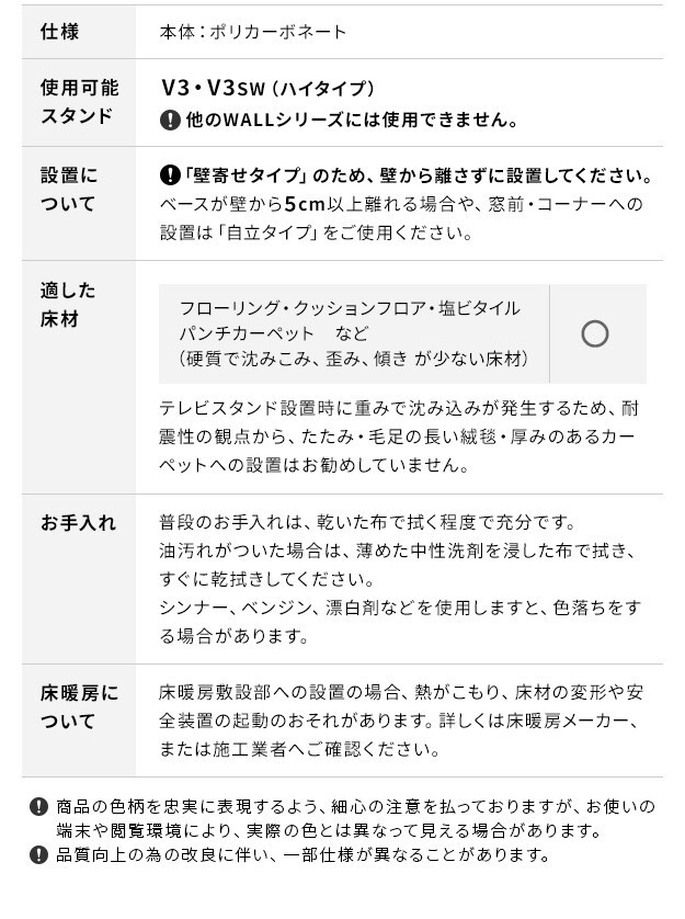 WALLインテリアテレビスタンドV3ハイタイプ専用 ポリカーボネートフロアシート テレビ台 テレビスタンド 部品 パーツ フローリング 床保護パネル 床 シート 傷防止 キズ防止 汚れ防止 保護 WALLオプション 新生活