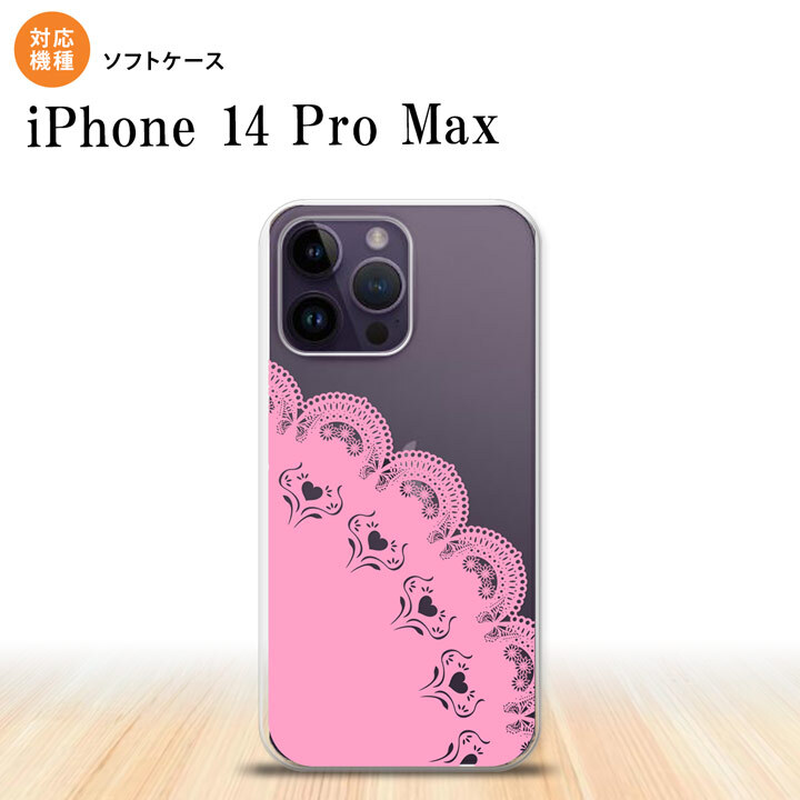 iPhone14 ProMax iPhone14 Pro Max スマホケース 背面ケースソフトケース レース A ピンク 2022年 9月発売 nk-i14pm-tp724
