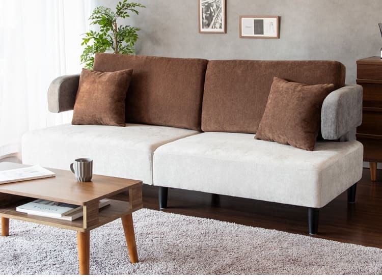 ソファ 座椅子 3P セトレー ファブリック トライカラー 三人掛け コンフォート 天然木脚 リビング sofa ウレタンフォーム ウェービングベルト モダンデザイン 北欧風 リラックス 快適 インテリア オシャレ 家具