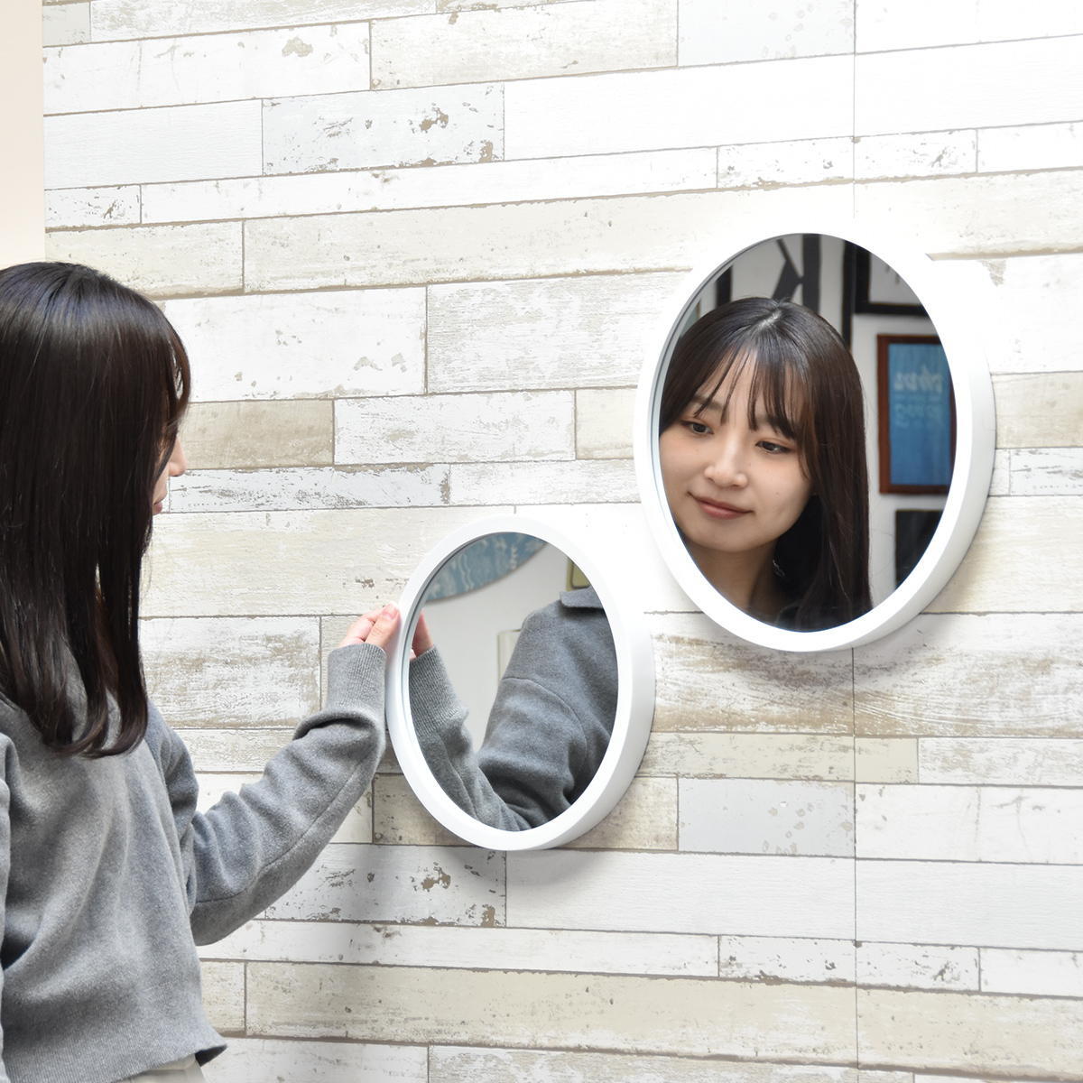 BF DECO 壁掛け丸ミラーSET W35/W28 BFMI0409 2点セット 直径35cm 直径28cm 2点セット ミラー 鏡 丸い 壁掛けミラー 玄関 円 直径38cm 直径28cm 飛散防止加工 ウォールミラー おしゃれ インテリア
