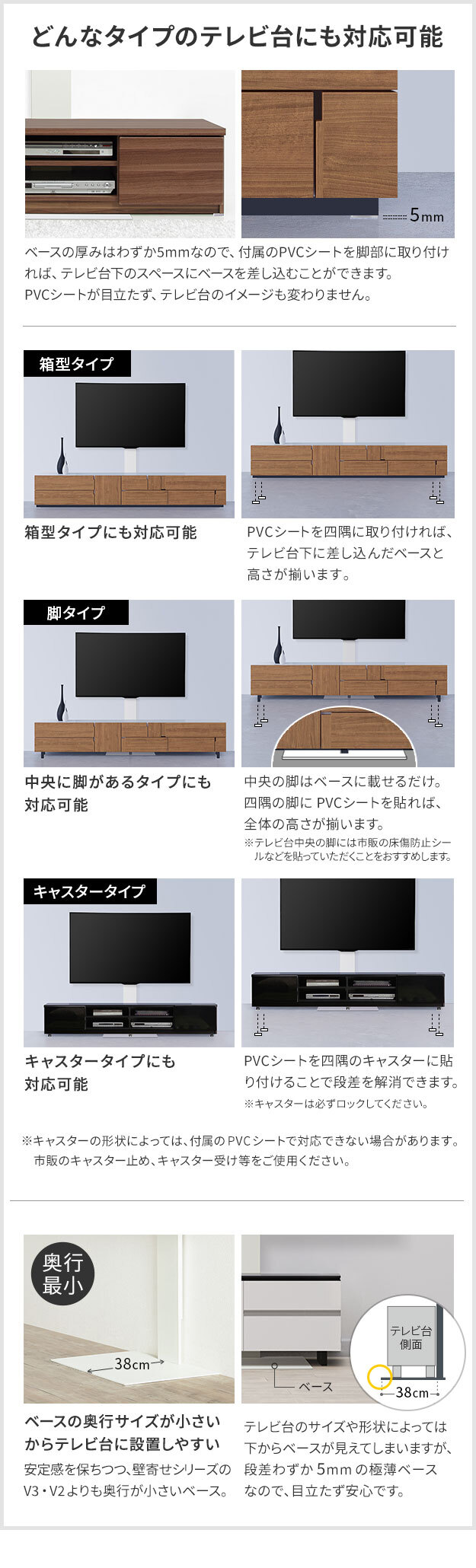 WALLインテリアテレビスタンド テレビ台用スタンド 32～65v対応 壁寄せテレビ台 TVスタンド 背面収納 コード収納 ホワイト 白 震度7耐震試験済み 新生活