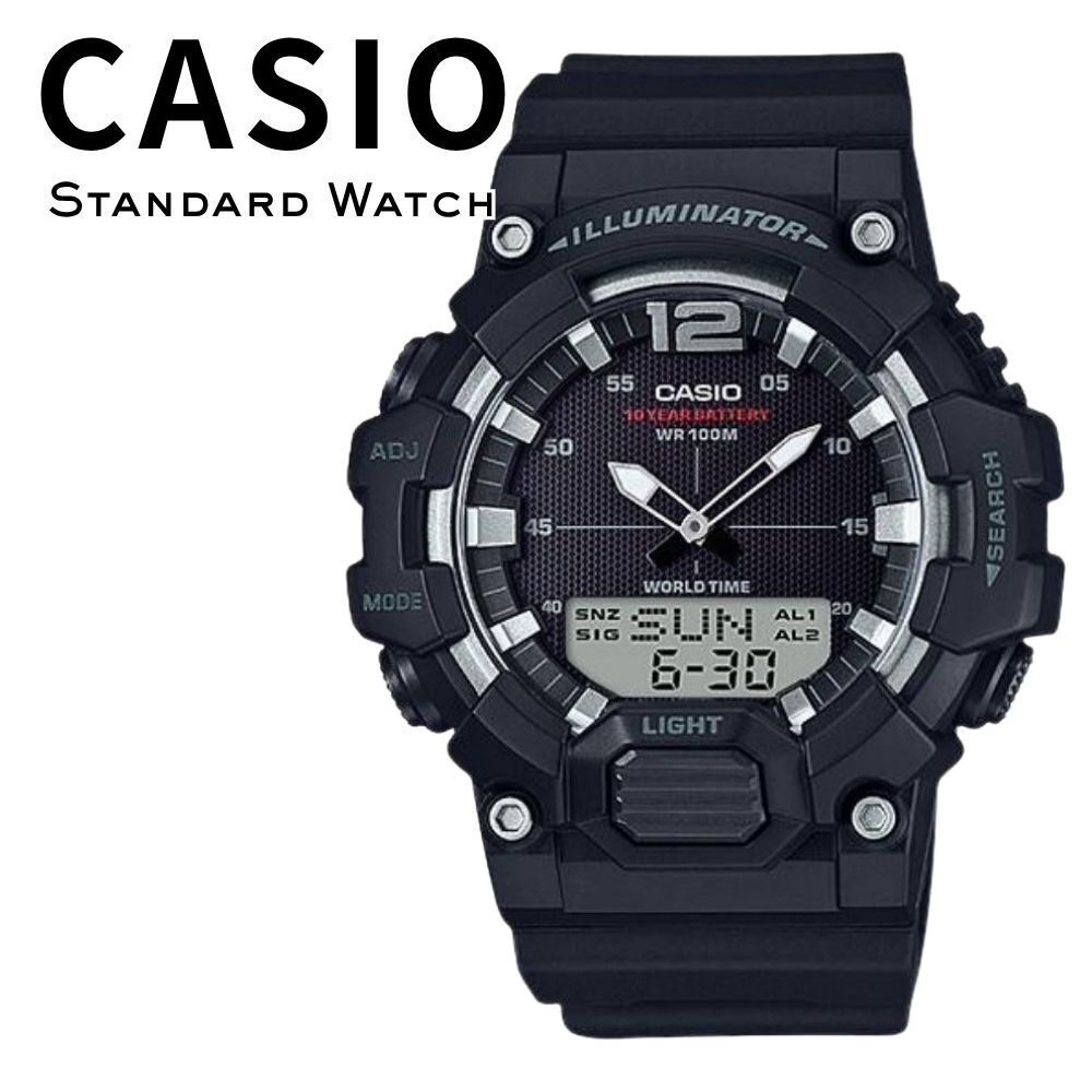 箱なし カシオ 腕時計 メンズ CASIO ブラック アナデジ 海外モデル 逆輸入 10年電池 100m防水 ワールドタイム ストップウォッチ アラーム LEDライト スポーツ アウトドア 誕生日 父の日 プレゼント ギフト 成人 卒業 入学