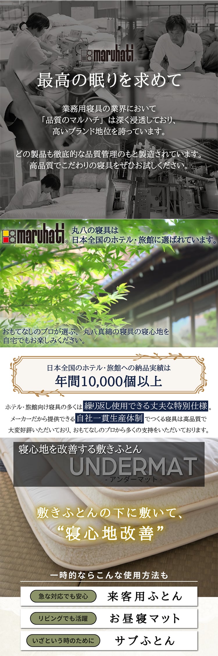 丸八真綿 3層 アンダーマット 多重層 ホテル・旅館で大人気！ 敷布団 シングル マット ベッド 敷き 夏  除湿 袋 腰  旅館 愛用 厚い 厚手 おすすめ 人気  寝具 ふかふか 厚め 至福の眠り マルハチ 丸八布団 送料無料
