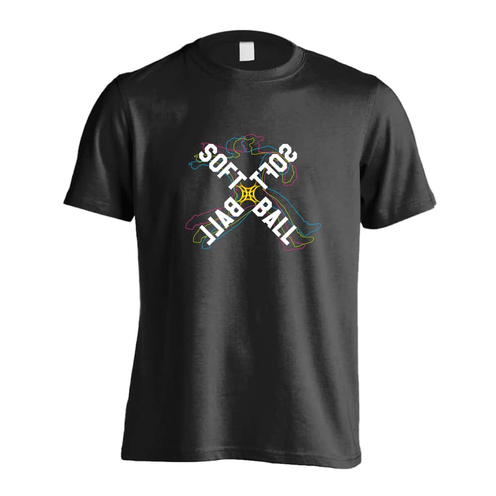 ソフトボール Tシャツ 半袖 メンズ ウェア レディース 練習着 ジュニア ドライ おもしろ tシャツ 速乾 名入れ スポーツ 女子 男子 チーム おしゃれ 文字入れ 「ネオンスタイルのクロスSOFTBALL」 アートワークスコウベ 【送料無料】