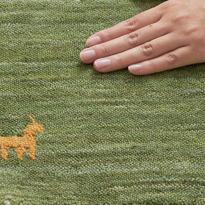 ラグ カーペット ギャベ ギャッベ ギャッペ マット 防炎 インド絨毯 ギャベマット 羊毛 ホワイト インドギャベ 絨毯 高級感 40×40cm 新生活