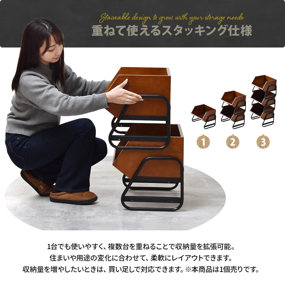 アンティーク スタッキングBOX ONLS0410 完成品 天然木 収納ボックス ヴィンテージ 幅43cm 奥行36cm 高さ37.5cm リビング収納 木製 収納 スタッキング 収納ラック パイン材 オープン収納 見せる収納 ア 新生活