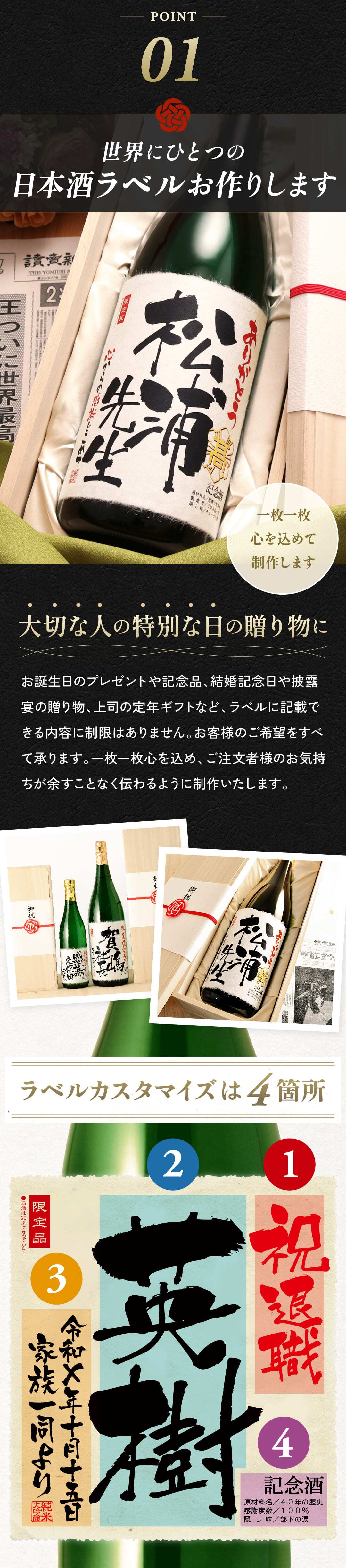 退職祝い プレゼント 男性 女性 定年 プレゼント 上司 名入れ ギフト 誕生日 敬老の日 贈り物 入社日の新聞付き 即日発送 【緑樹】1800ml 日本酒