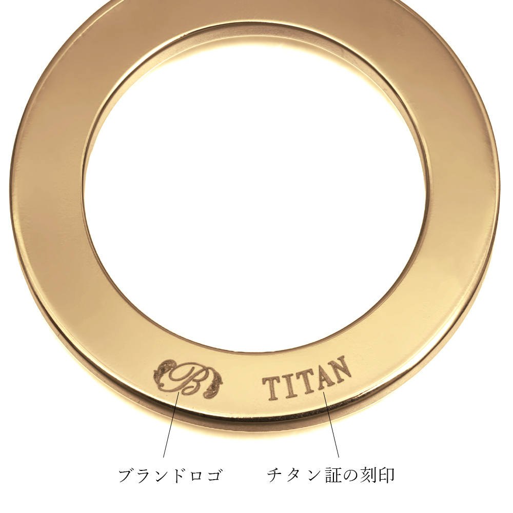 金属アレルギー対応 ペアネックレス ハワイアンジュエリー 純チタン ゴールドカラー ペアネックレス 刻印無料 誕生石 サークル ペアペアネックレス チェーン 長さ選べる イオンプレーティング カップル プレゼント ハロウィン 【品番：CG-TIP406-RYP】