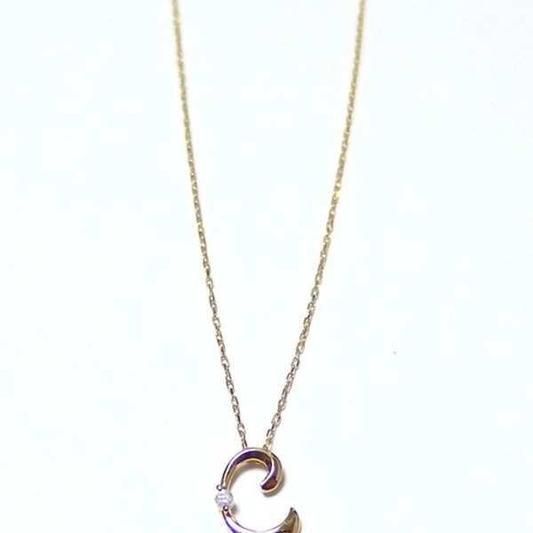 イニシャル ネックレス K18 ゴールド ダイヤモンド 0.01ct 一粒 ダイヤネックレス ペンダント レディース ジュエリー アクセサリー アルファベット C 18金 誕生日 プレゼント ギフト