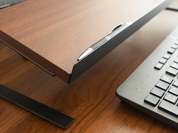 デスク チェア ユーティリティスタン 上スタンド テーブル上収納 小物収納 スマホスタンド タブレットスタンド キーボードスタンド スチール 木目柄 ナチュラル ブラウン 2色対応 卓上ラック 収納 小物置き