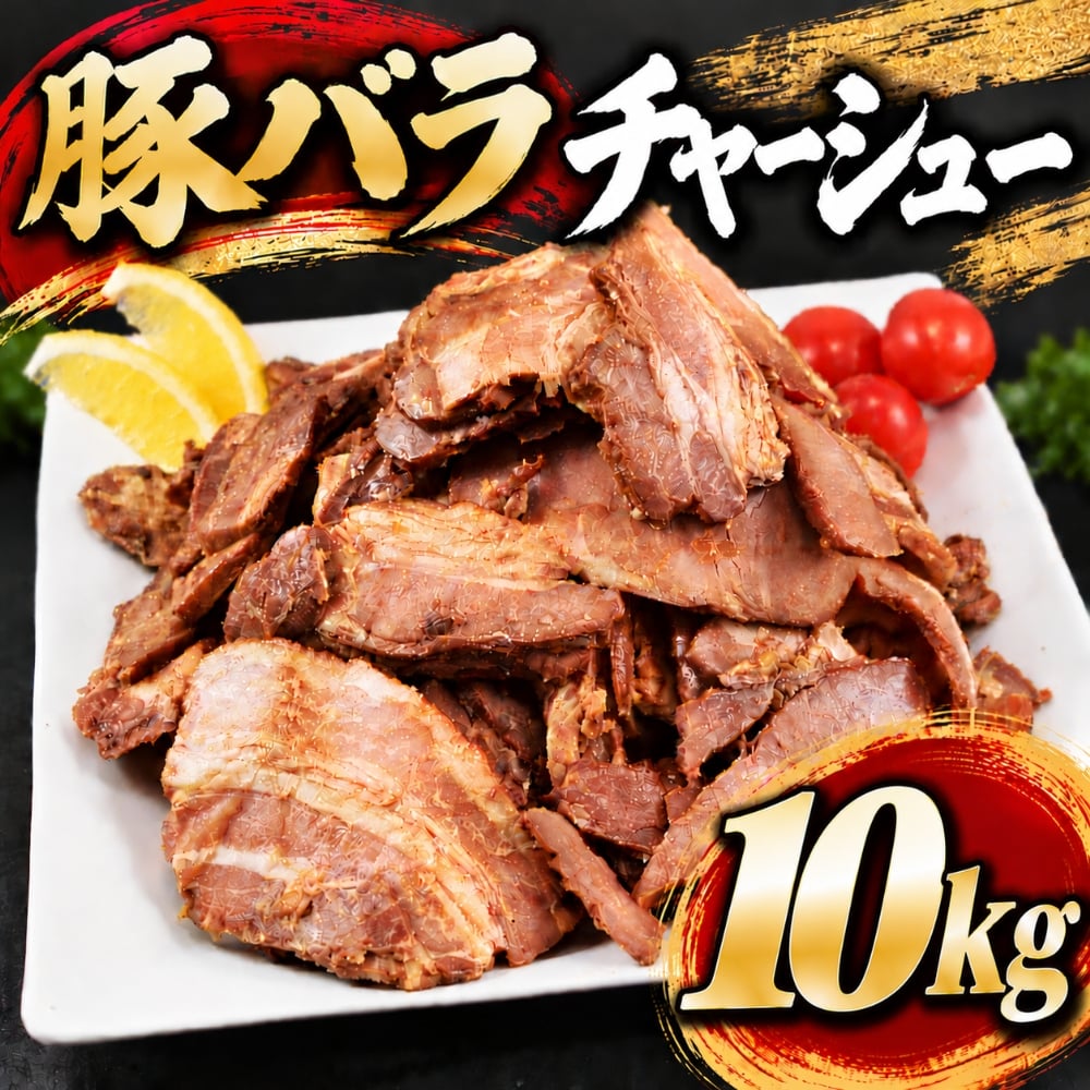 豚バラチャーシュー スライス 10kg(1kg×10袋) 端材 訳あり チャーシュー 豚肉 ラーメン トッピング 炒飯 チャーシュー丼 おかず