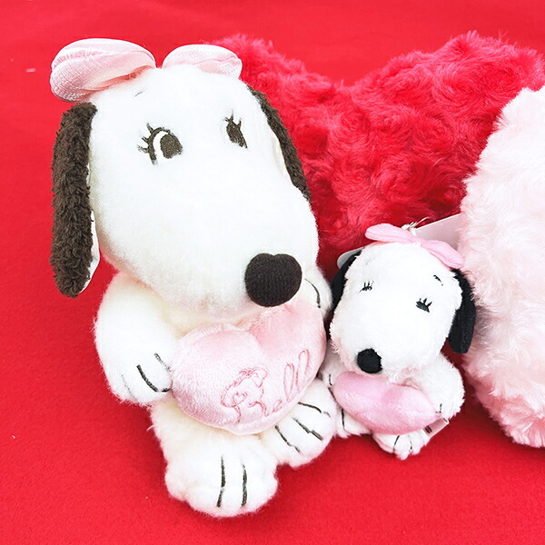 スヌーピー ベル ピンクストライプ  ハート ぬいぐるみ(S) SNOOPY