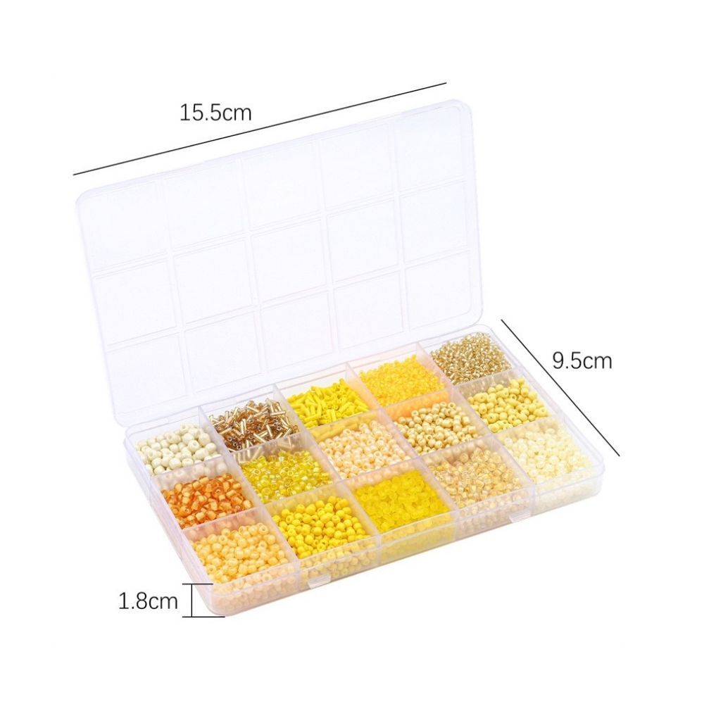 ビーズセット 15色セット 各10g ケース付き ガラスビーズ シードビーズ 丸小ビーズ チューブビーズ 2mm 3mm 4mm アクセサリーパーツ ハンドメイド 手芸 刺繍 ビーズ刺繍 DIY アクセサリー作り