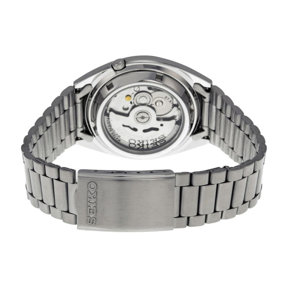 セイコー5 腕時計 メンズ 自動巻き ブラック シルバー SEIKO 5 海外モデル 逆輸入 メタルベルト 曜日 日付 シースルーバック 機械式 誕生日 プレゼント ギフト 収納ケース付き 成人 卒業 入学