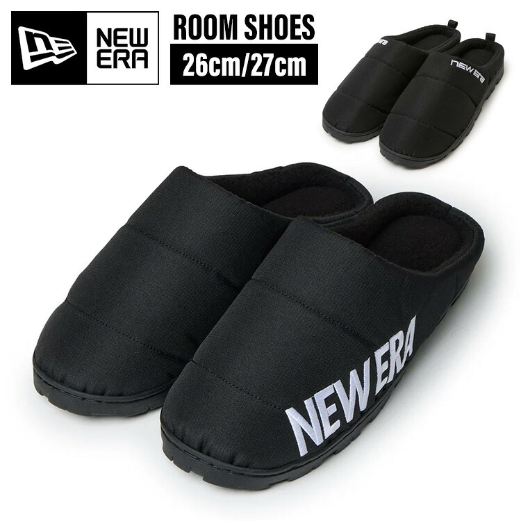 ルームシューズ ニューエラ NEWERA ブランド 15135188 ネームロゴ メンズ 秋 冬 ルームスリッパ 26 27cm 室内 部屋用 スリッパ 保温 防寒 部屋履き 室内履き 疲れない 裏フリース 柔らかい 暖かい あったか 丈夫 黒 ブラック おしゃれ シンプル 無地 ロゴ 父の日